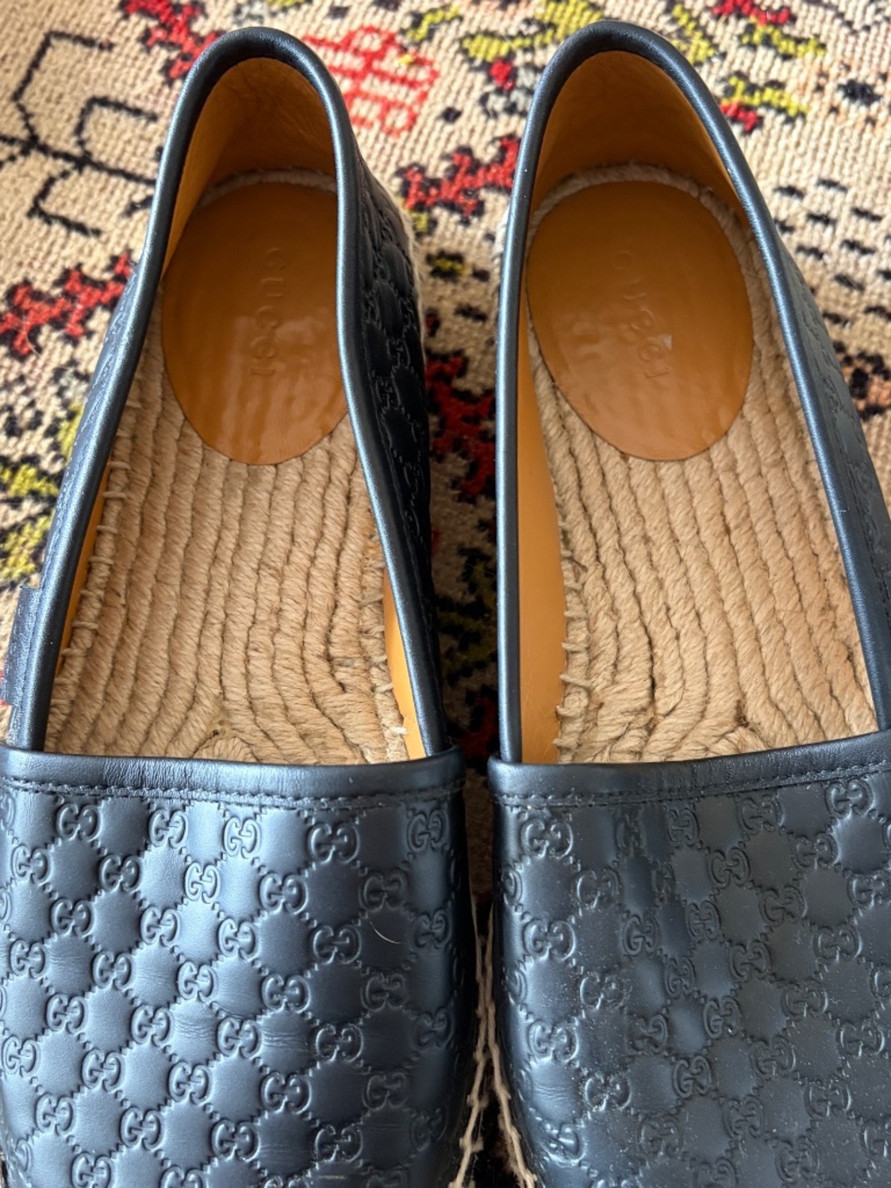 Gucci Microguccissima Signature Espadrilles 37 7 7.5 Calfskin Black Leather Shoe - Picture 11 of 16